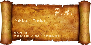 Pekker Andor névjegykártya